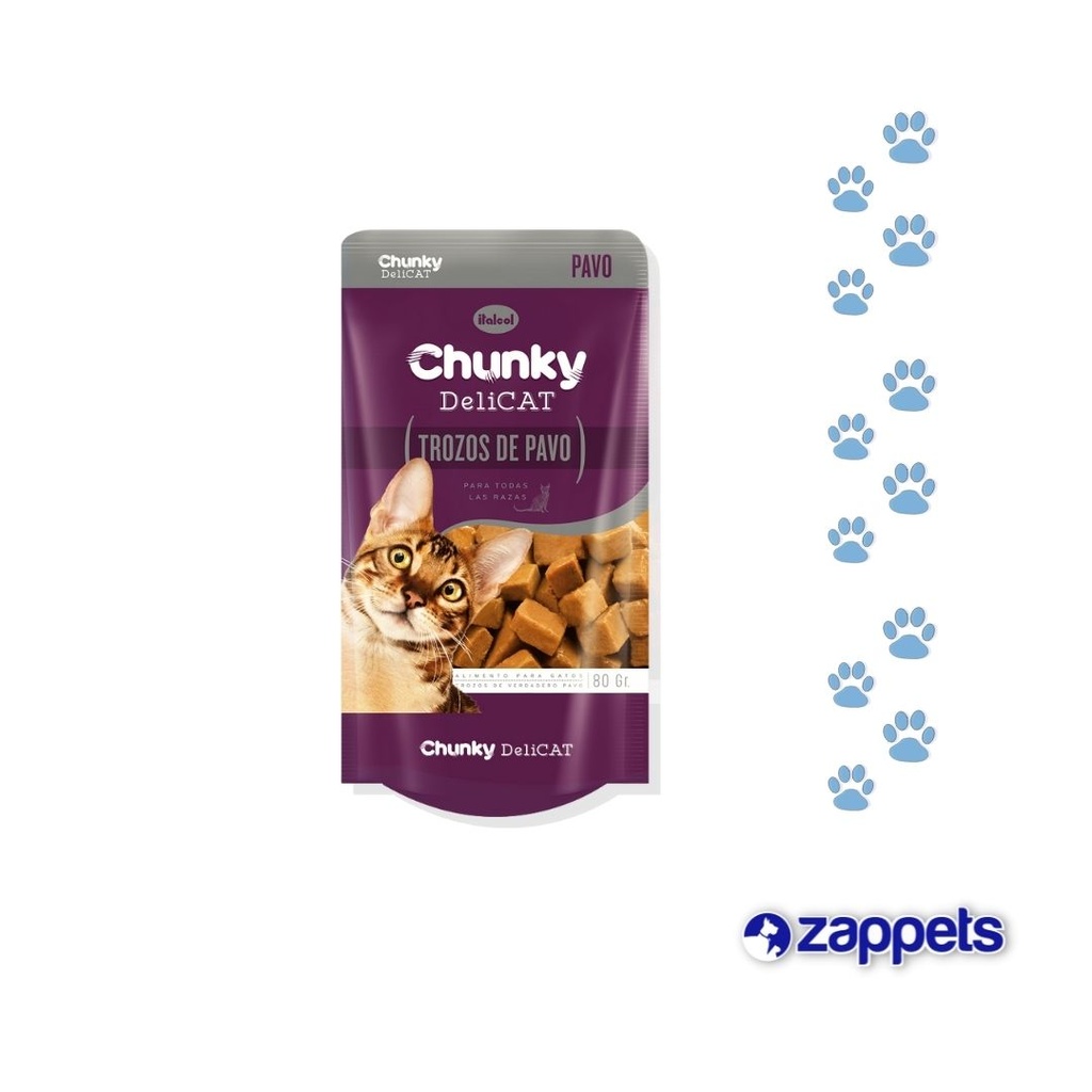 ALIMENTO HUMEDO CHUNKY GATOS TROZOS PAVO 80GR