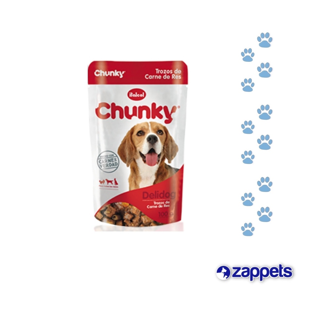 ALIMENTO HUMEDO CHUNKY PERRO TROZOS CARNE RES 250GR