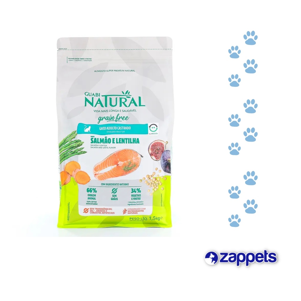 ALIMENTO PARA GATO GUABI NATURAL ADULTO CASTRADO SALMON Y CEBADA 7,5KG