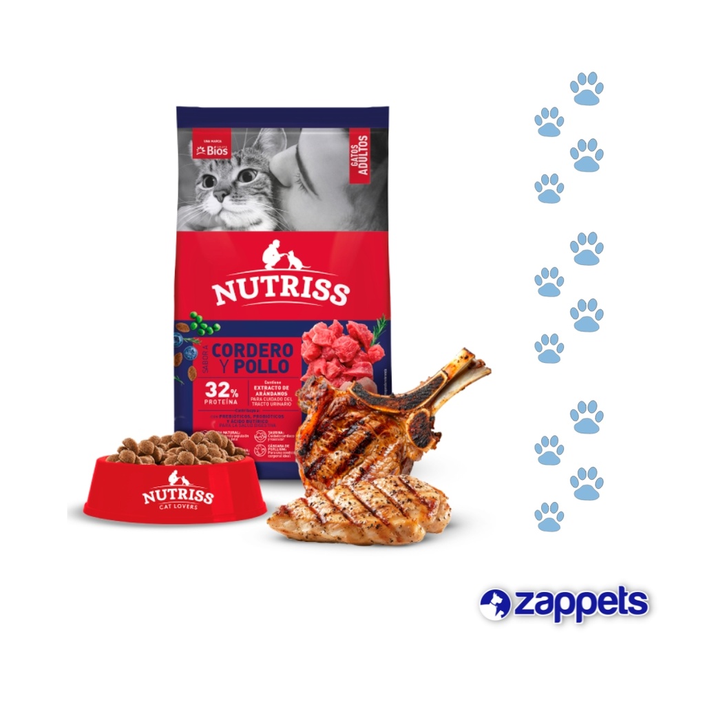 ALIMENTO PARA GATO NUTRISS ADULTO CORDERO Y POLLO 1KG
